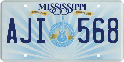 MS license plate AJI568