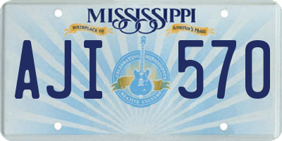 MS license plate AJI570