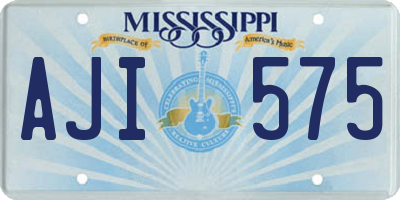MS license plate AJI575