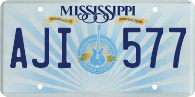 MS license plate AJI577