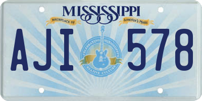MS license plate AJI578