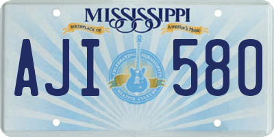 MS license plate AJI580