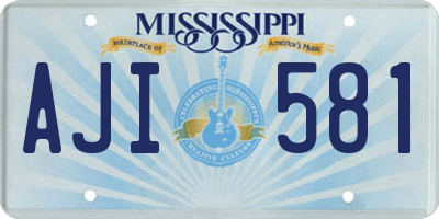 MS license plate AJI581