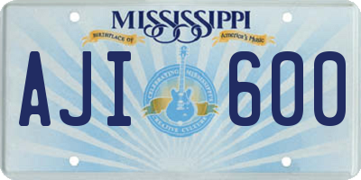 MS license plate AJI600