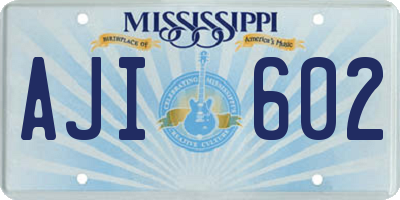 MS license plate AJI602