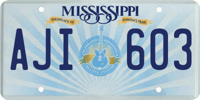 MS license plate AJI603