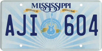 MS license plate AJI604