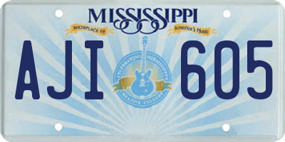 MS license plate AJI605
