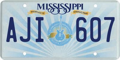 MS license plate AJI607