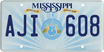 MS license plate AJI608