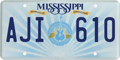 MS license plate AJI610