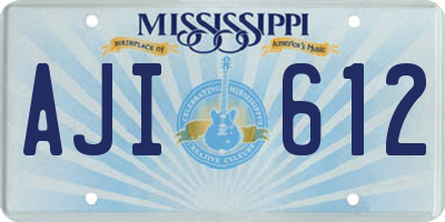 MS license plate AJI612