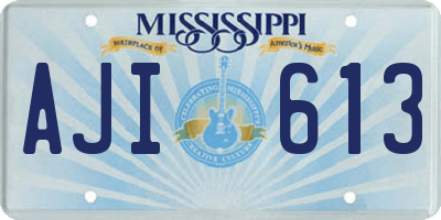MS license plate AJI613