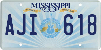 MS license plate AJI618