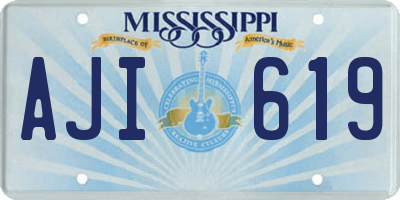MS license plate AJI619