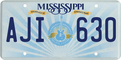 MS license plate AJI630