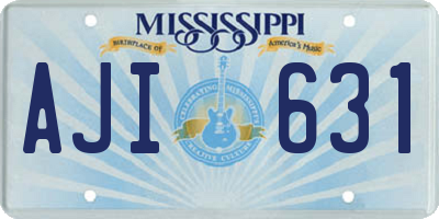 MS license plate AJI631