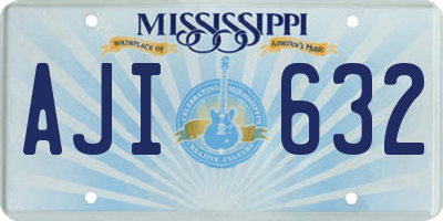 MS license plate AJI632