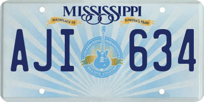 MS license plate AJI634