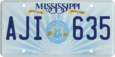 MS license plate AJI635