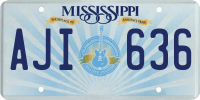 MS license plate AJI636