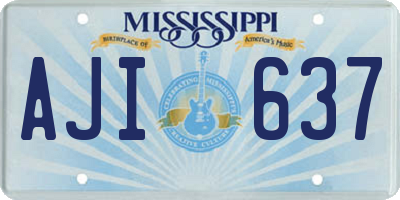 MS license plate AJI637