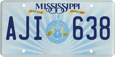 MS license plate AJI638
