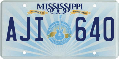 MS license plate AJI640