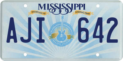 MS license plate AJI642