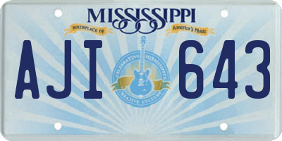 MS license plate AJI643