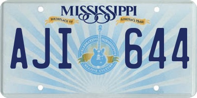 MS license plate AJI644