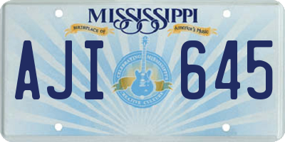 MS license plate AJI645