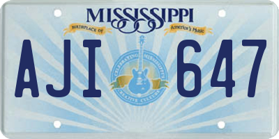 MS license plate AJI647