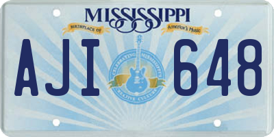MS license plate AJI648