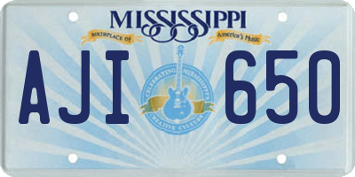 MS license plate AJI650
