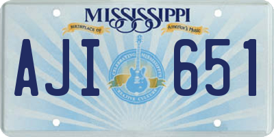 MS license plate AJI651