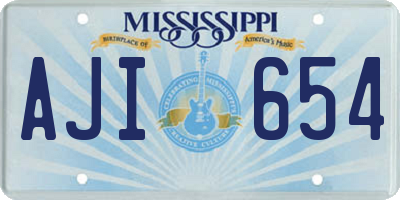 MS license plate AJI654