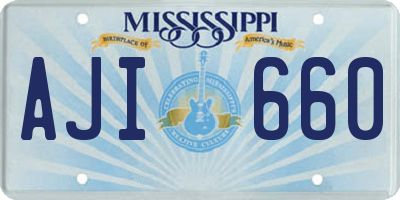 MS license plate AJI660