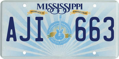 MS license plate AJI663