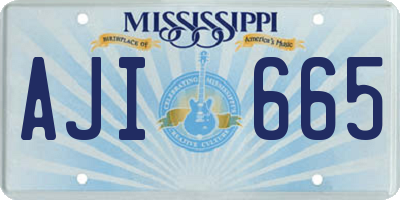 MS license plate AJI665