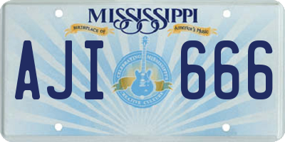 MS license plate AJI666