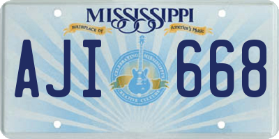 MS license plate AJI668