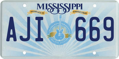 MS license plate AJI669