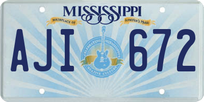 MS license plate AJI672