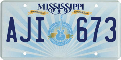 MS license plate AJI673