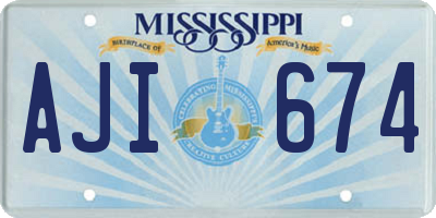 MS license plate AJI674