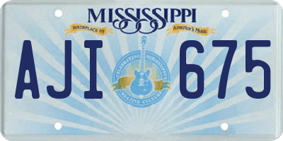 MS license plate AJI675