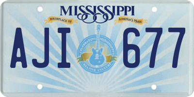 MS license plate AJI677