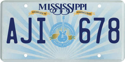 MS license plate AJI678