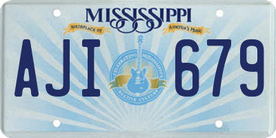 MS license plate AJI679